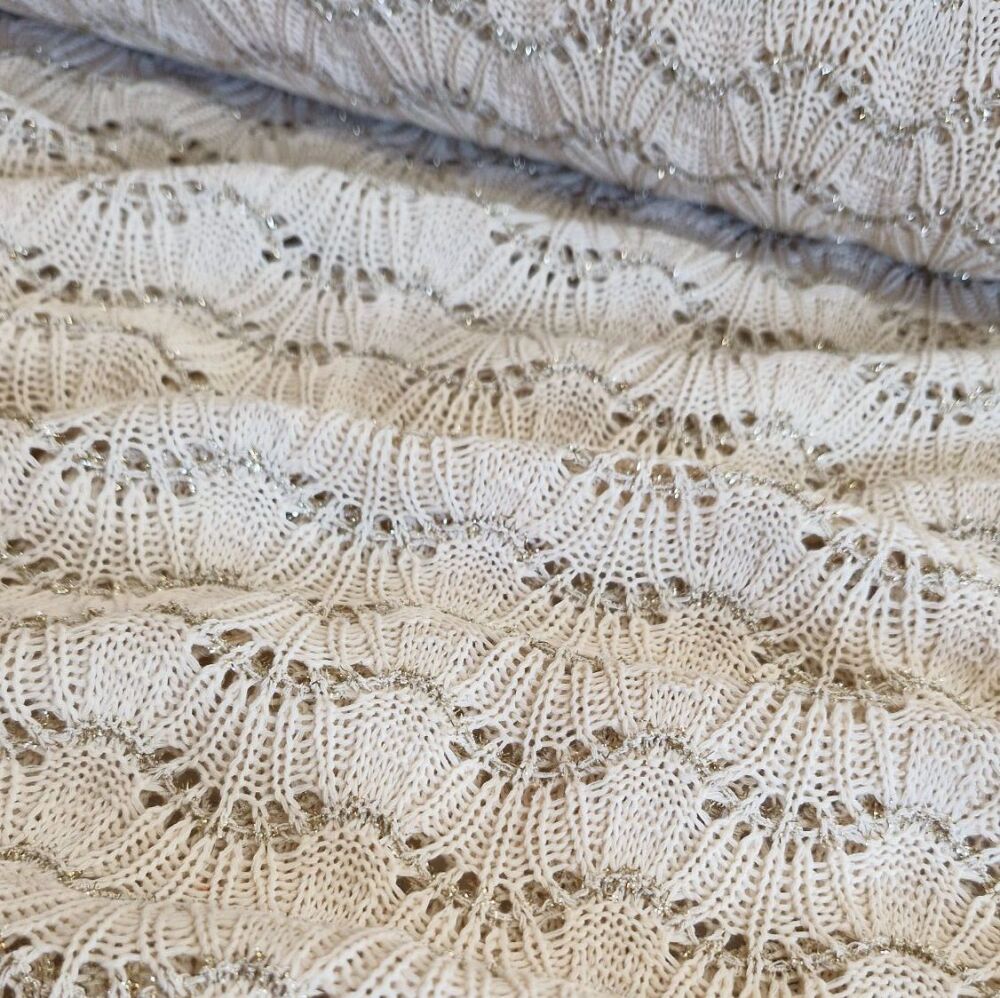 Crochet Lace Jacquard Lurex Ecru