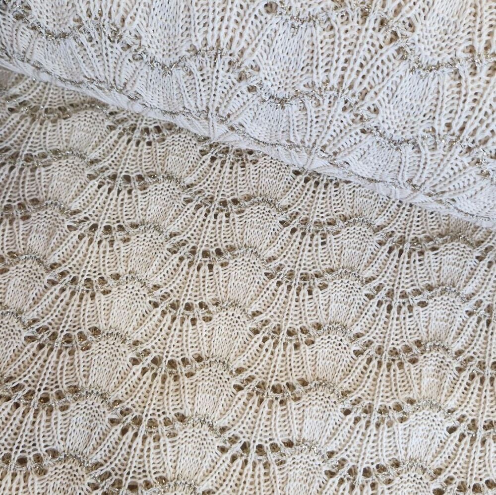 Crochet Lace Jacquard Lurex Ecru