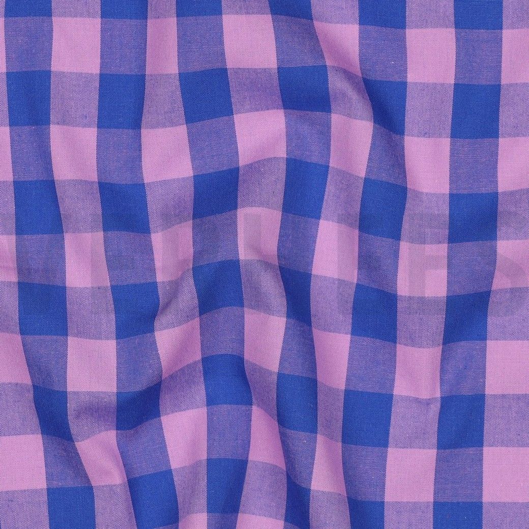 COTTON YARN DYED CHECKS - LAVENDER/BLUE