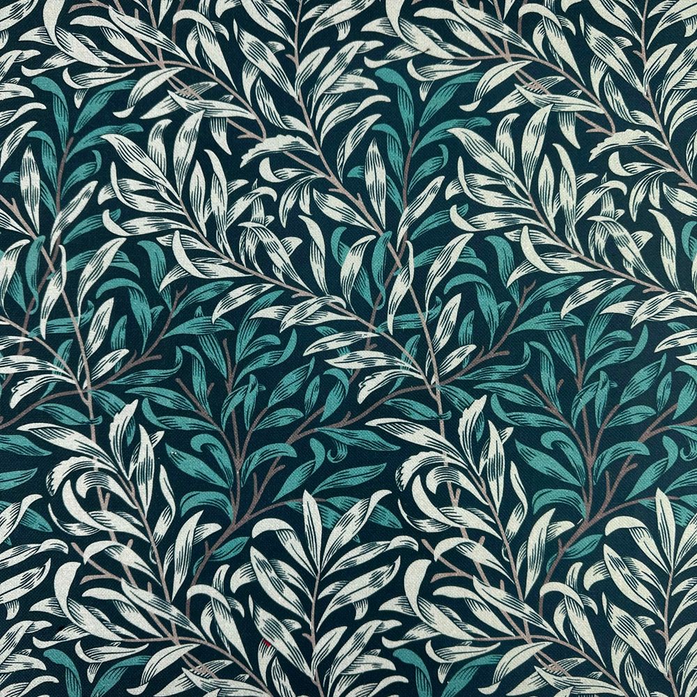 William Morris Teflon Wipe Clean Fabric Willow Bough Dark Teal