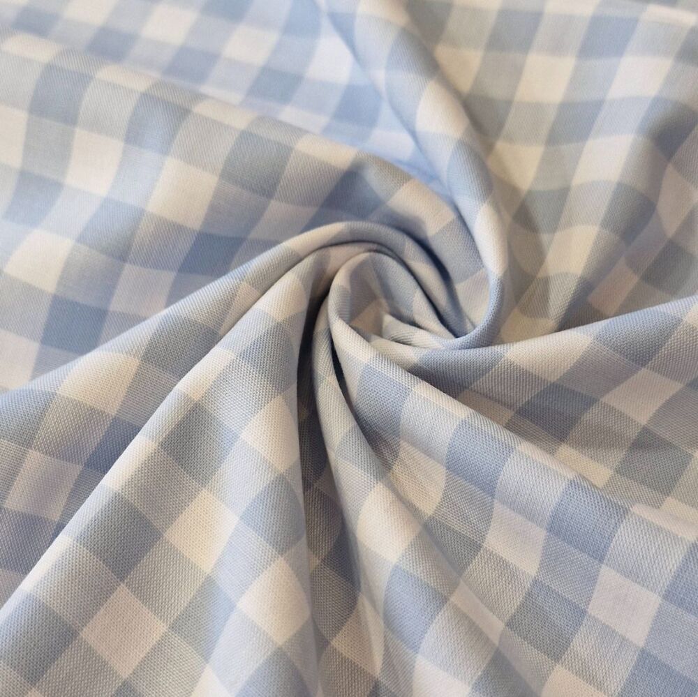 Yarn Dyed Cotton Gingham Fabric Light Blue