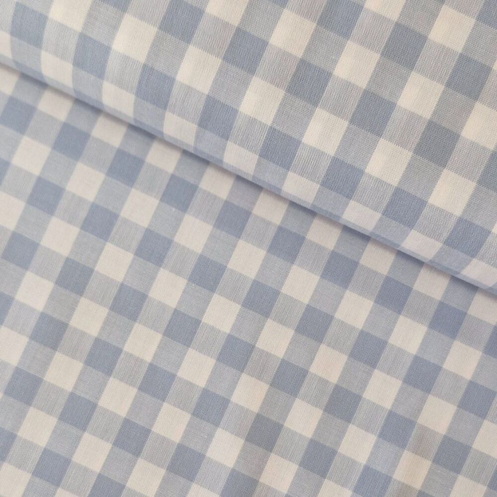 Yarn Dyed Cotton Gingham Fabric Light Blue
