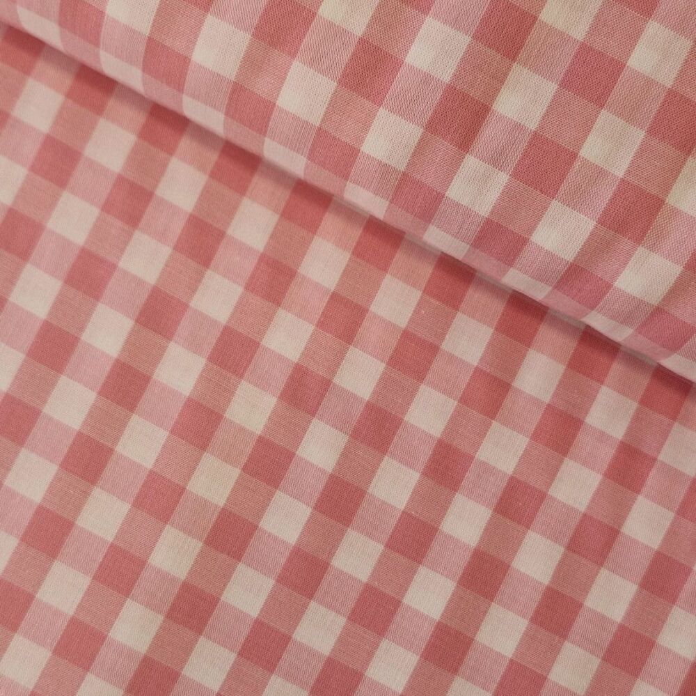 Yarn Dyed Cotton Gingham Fabric Baby Pink