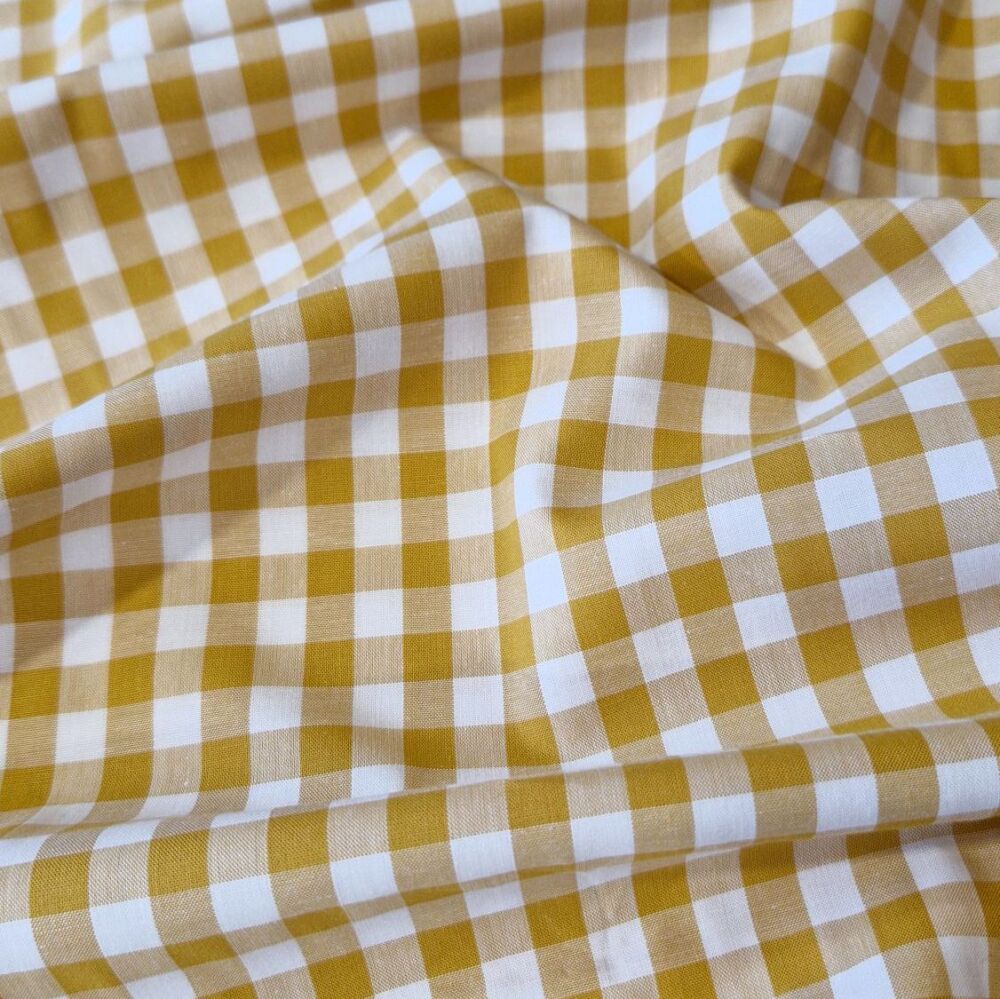 Yarn Dyed Cotton Gingham Fabric Ochre