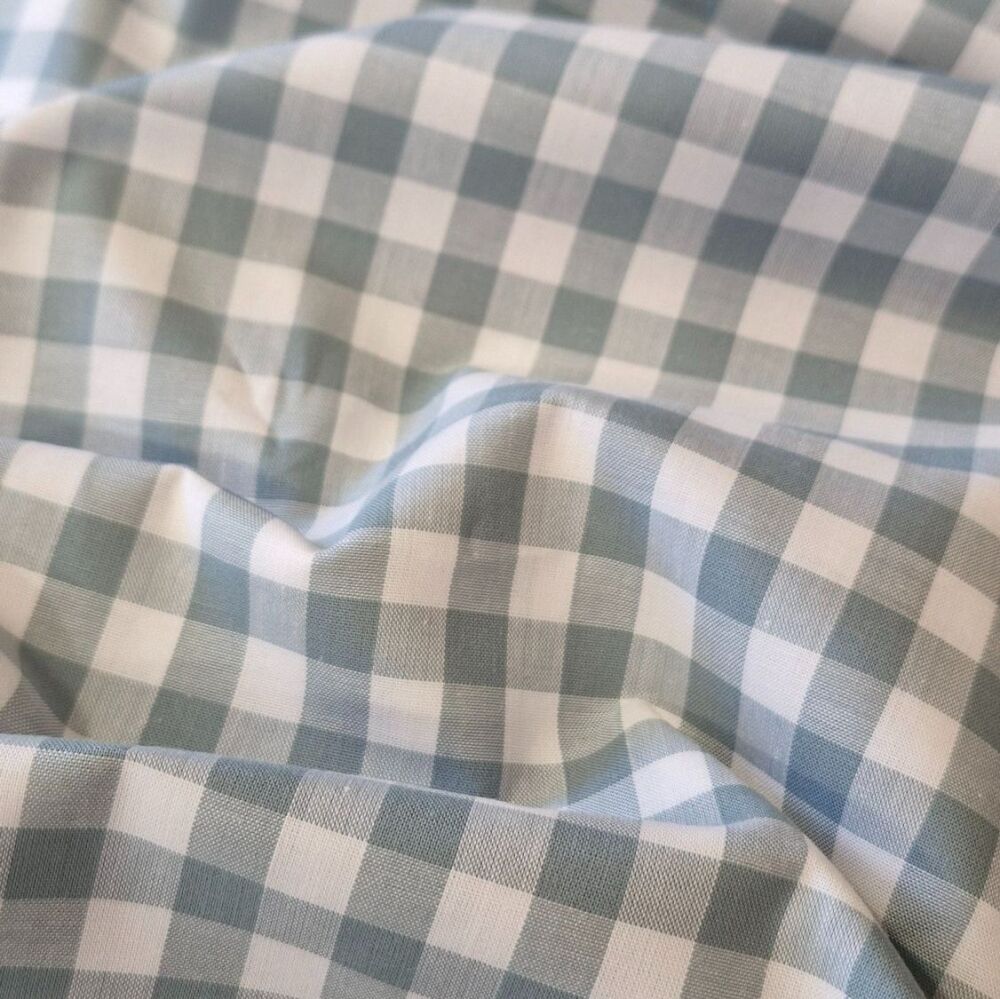 Yarn Dyed Cotton Gingham Fabric Duck Egg