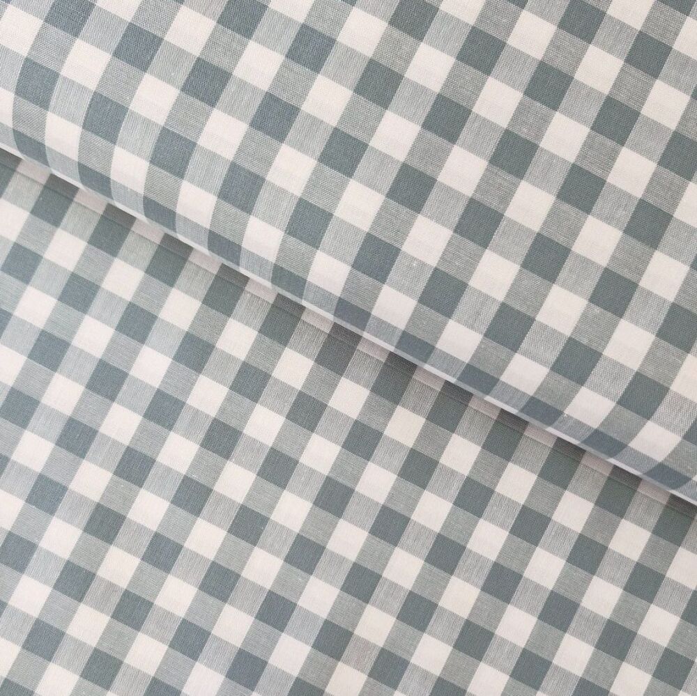Yarn Dyed Cotton Gingham Fabric Duck Egg