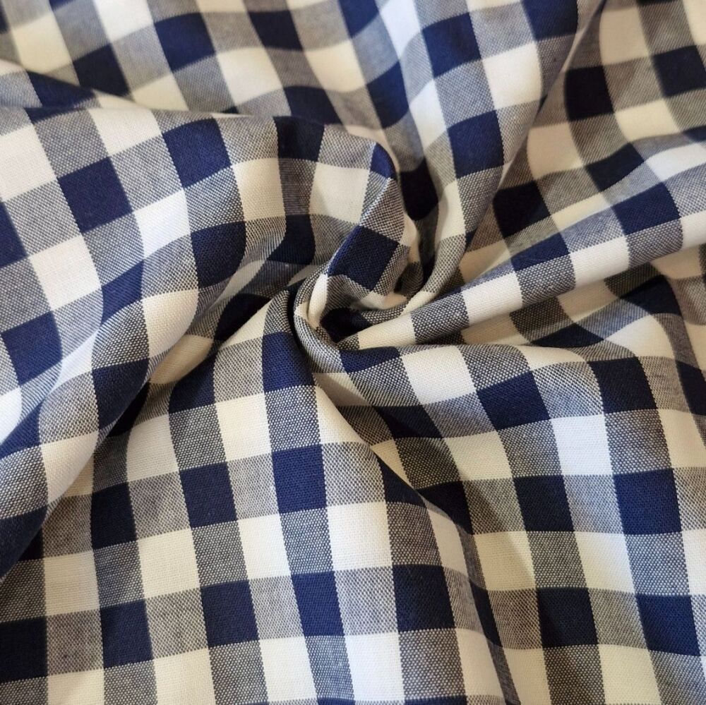 Yarn Dyed Cotton Gingham Fabric Navy