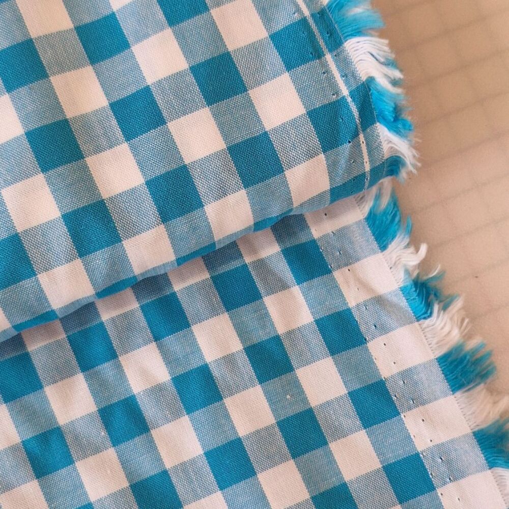 Yarn Dyed Cotton Gingham Fabric Turquoise