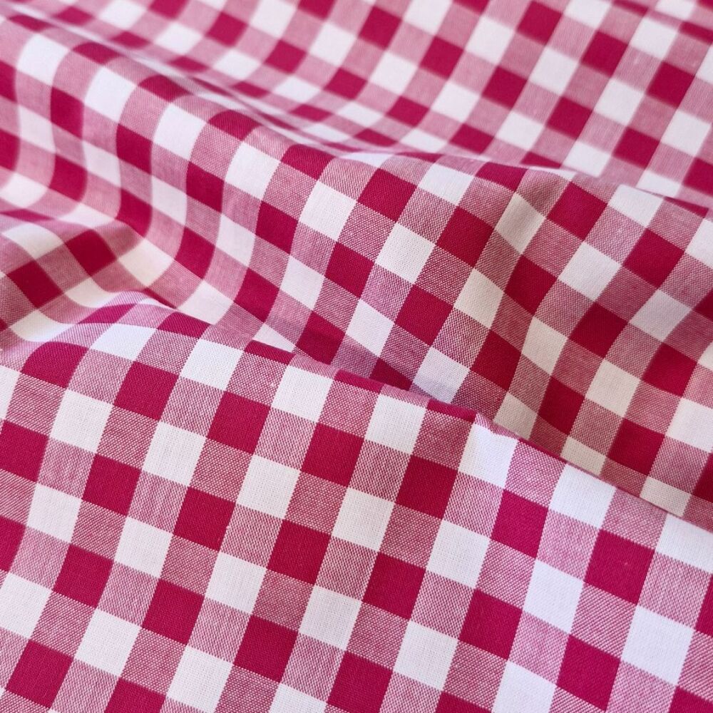 Yarn Dyed Cotton Gingham Fabric Raspberry Red