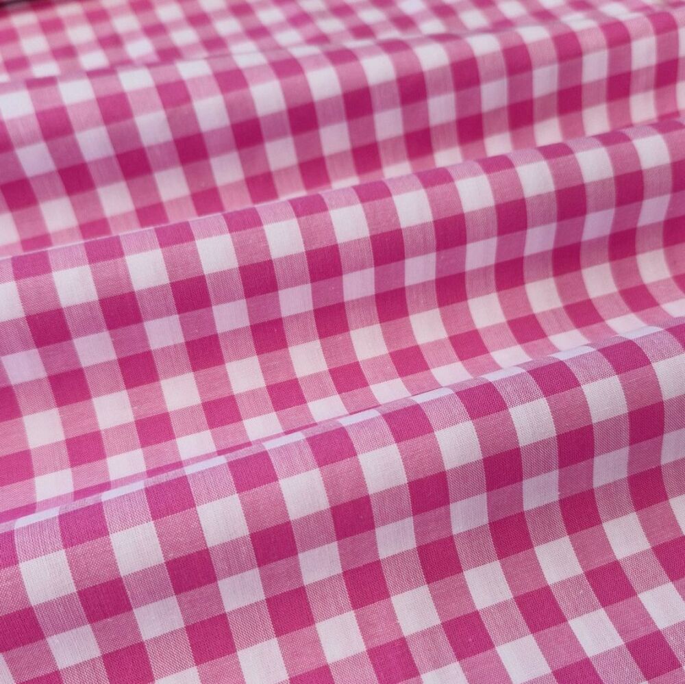 Yarn Dyed Cotton Gingham Fabric Cerise Pink
