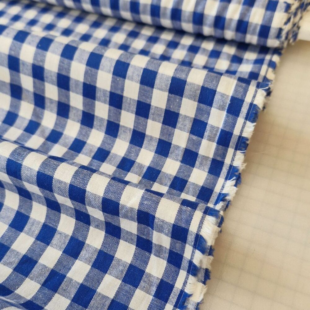 Yarn Dyed Cotton Gingham Fabric Royal Blue
