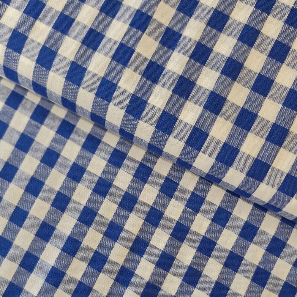 Yarn Dyed Cotton Gingham Fabric Royal Blue