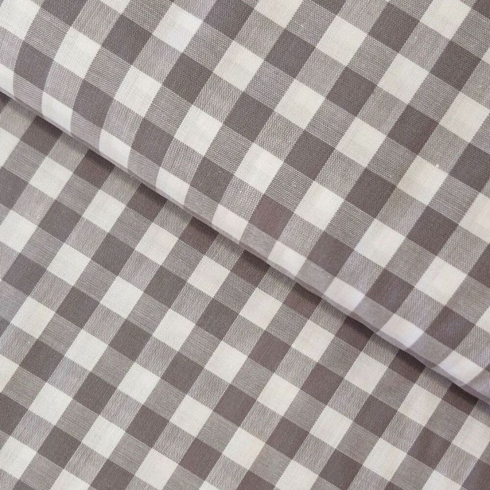 Yarn Dyed Cotton Gingham Fabric Grey