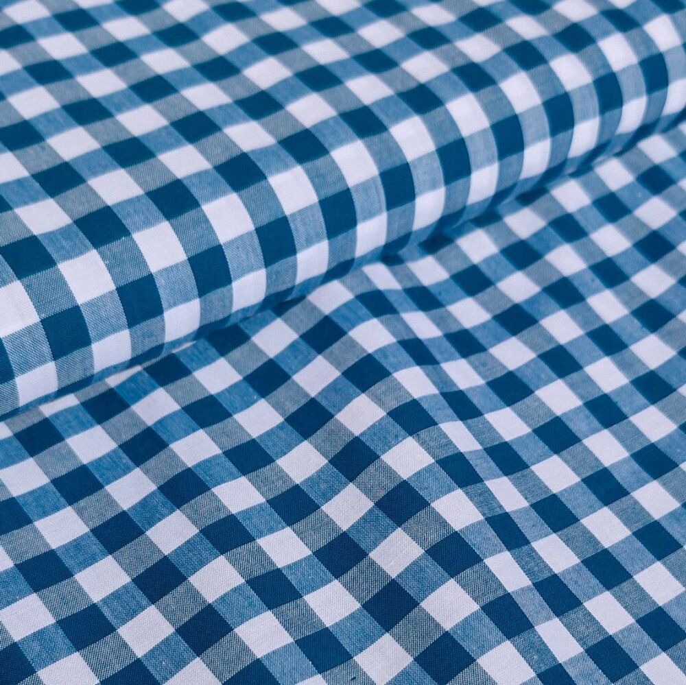 Yarn Dyed Cotton Gingham Fabric Teal