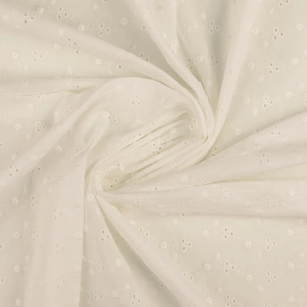 Broderie Anglaise Embroidered Flowers Cotton
