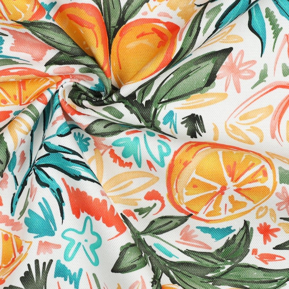 Cotton Canvas Fabric &ndash; Digital Oranges White