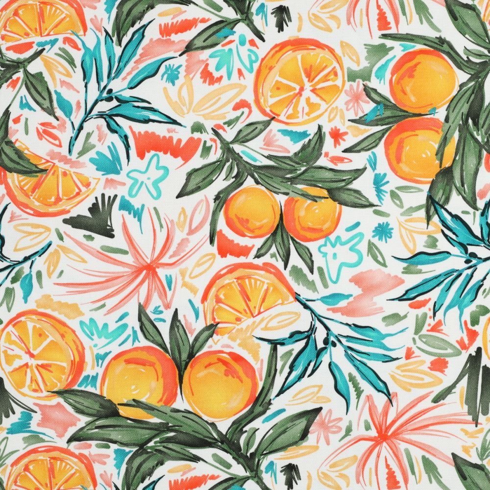 Cotton Canvas Fabric &ndash; Digital Oranges White