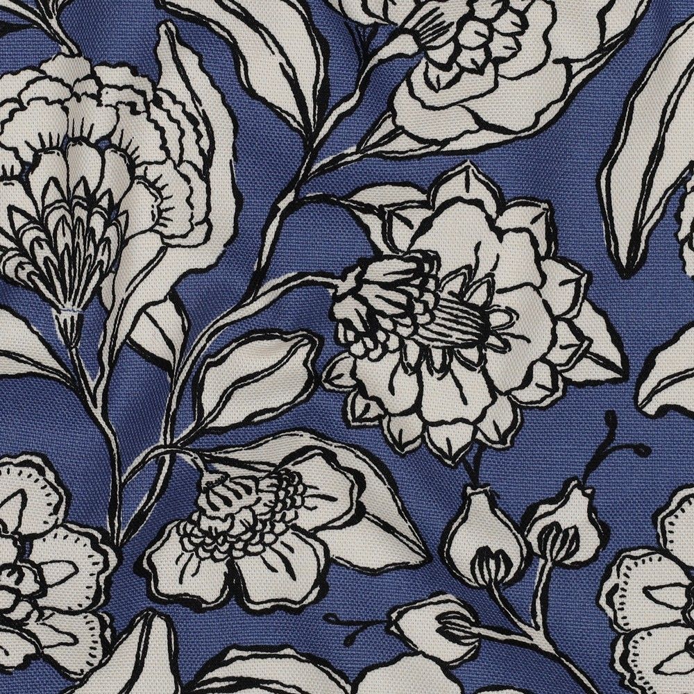 Cotton Canvas Fabric Blue Floral