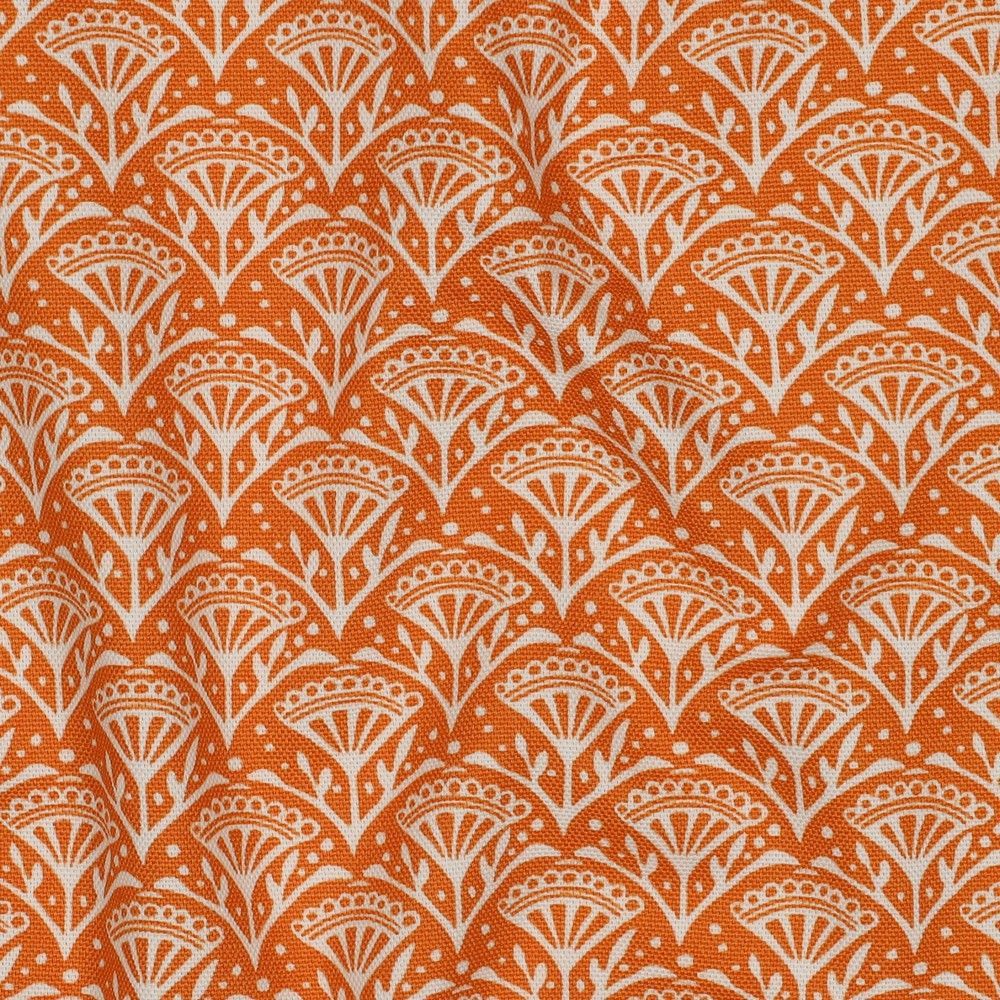 Cotton Canvas Fabric FLOWERS - ORANGE