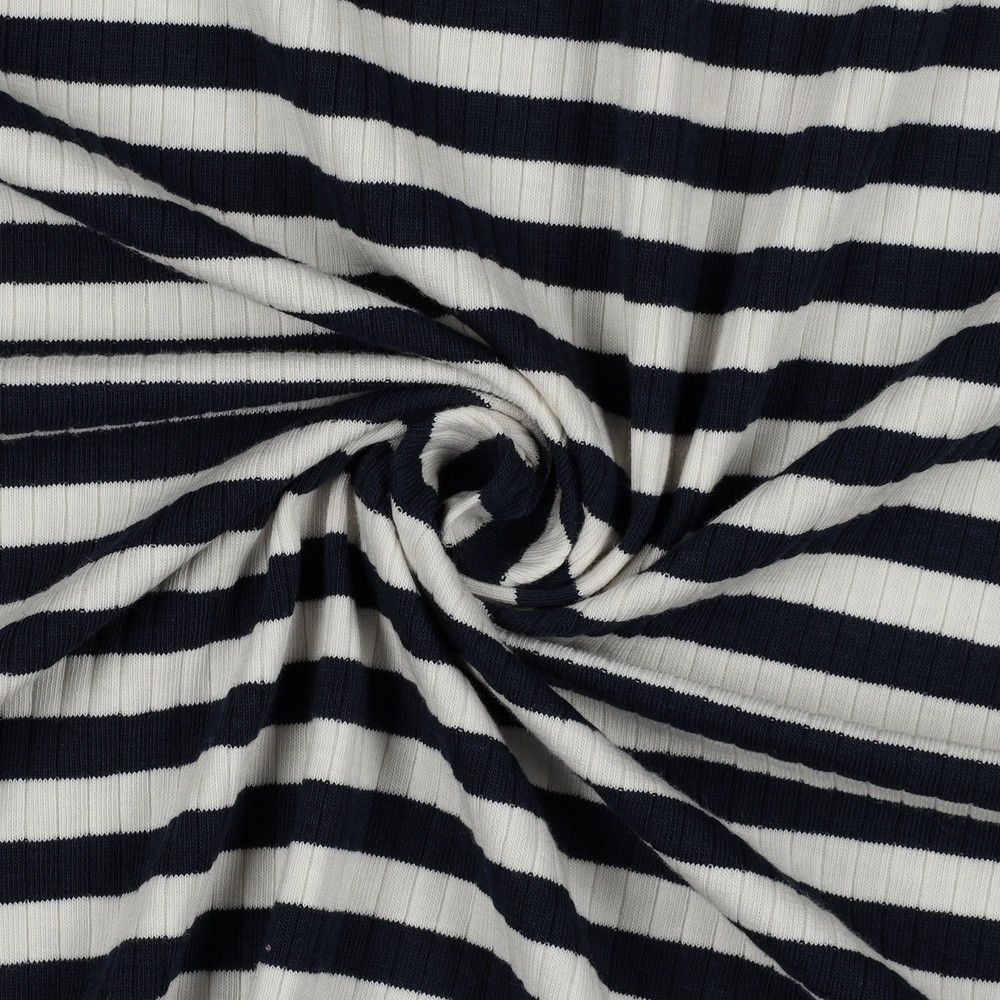 Jersey Ribbed YARN DYED STRIPE - Black