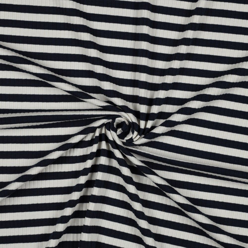Jersey Ribbed YARN DYED STRIPE - Black