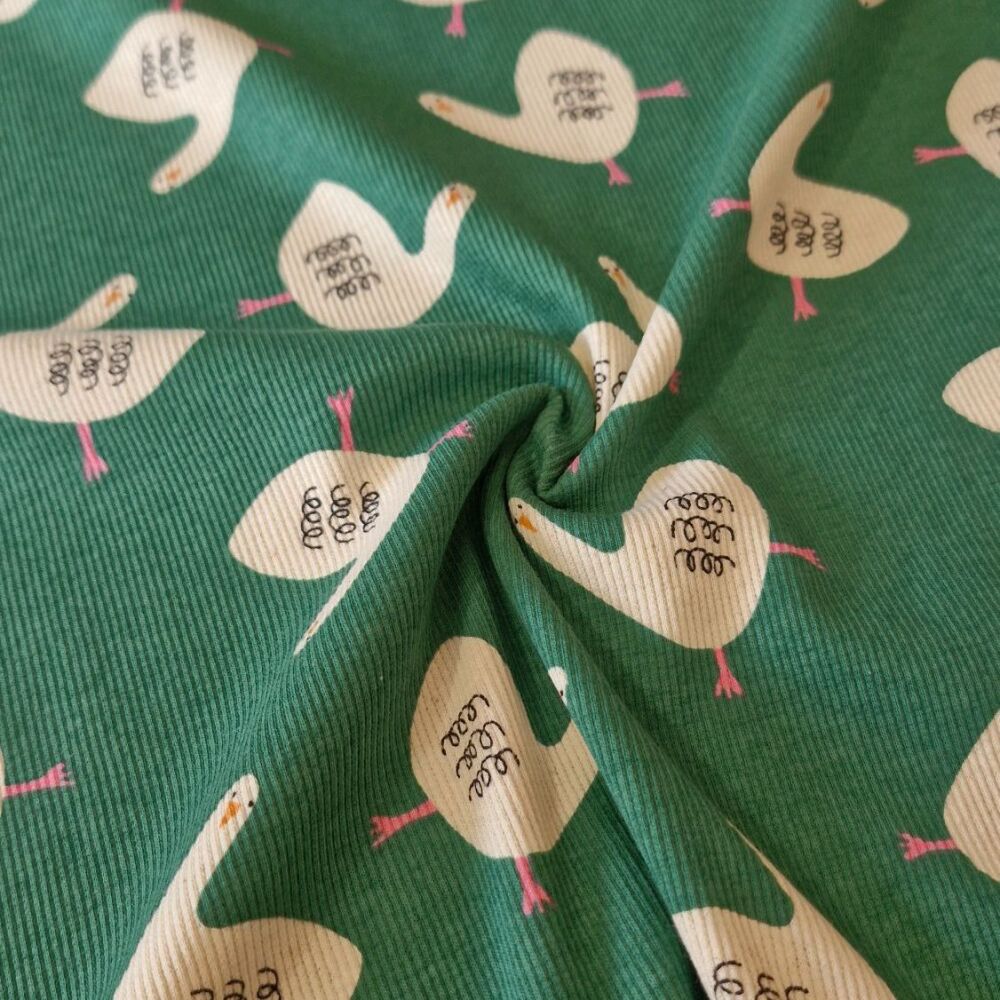 GOTS Jennifer Bouron Ribbed Cotton Jersey Geese
