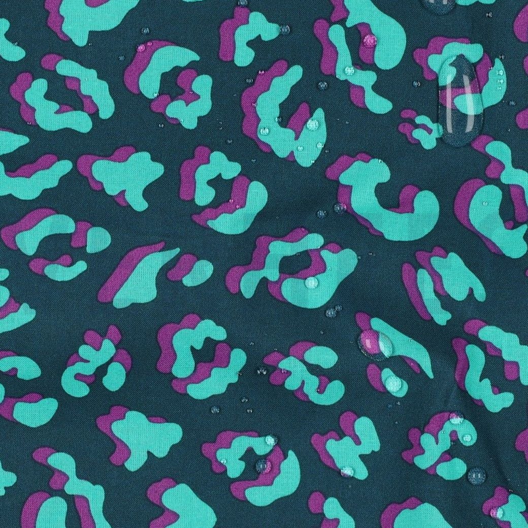 Coated Cotton Leopard Fabric &ndash; Petrol
