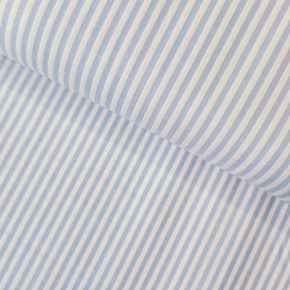 Yarn Dyed Cotton Stripes Pale Blue