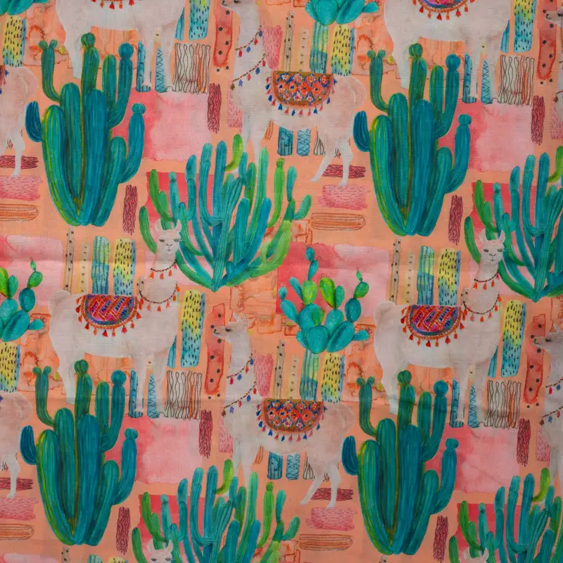 Cotton Voile Digital Print Llamas
