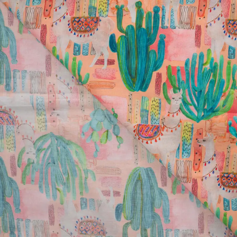 Cotton Voile Digital Print Llamas