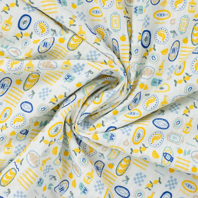 Cotton Bubble Digital Print Lemons