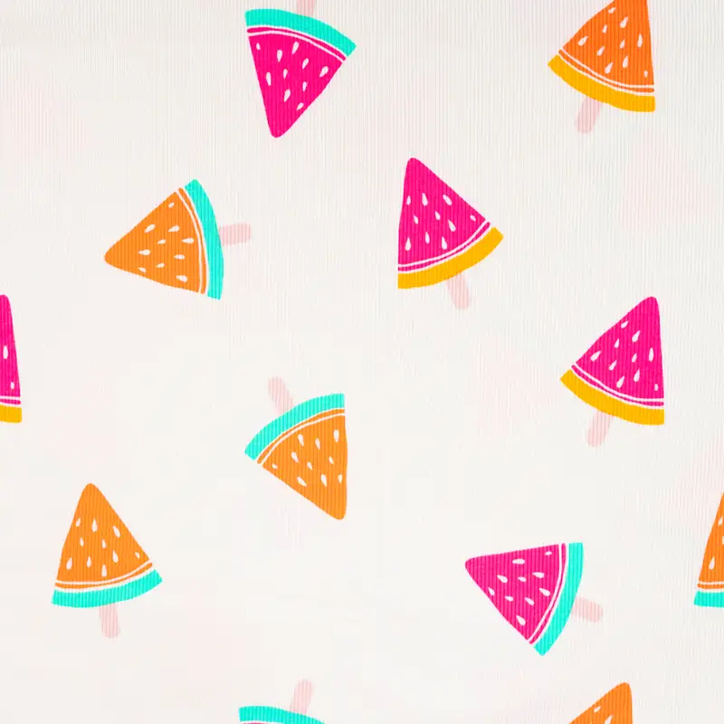Ribbed Cotton Jersey Neon Watermelons