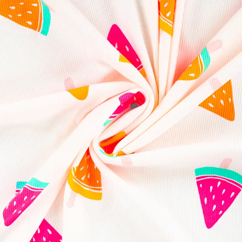 Ribbed Cotton Jersey Neon Watermelons