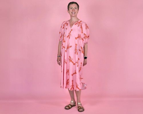 Fabric Godmother Lobster Viscose & Linen Pink