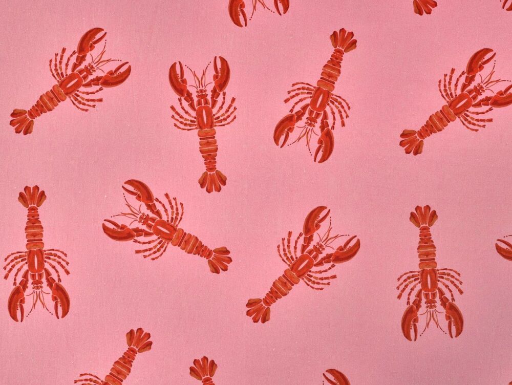 Fabric Godmother Lobster Viscose & Linen Pink