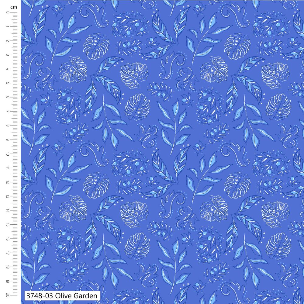 Victoria Louise Grecian Blues Cotton Olive Garden