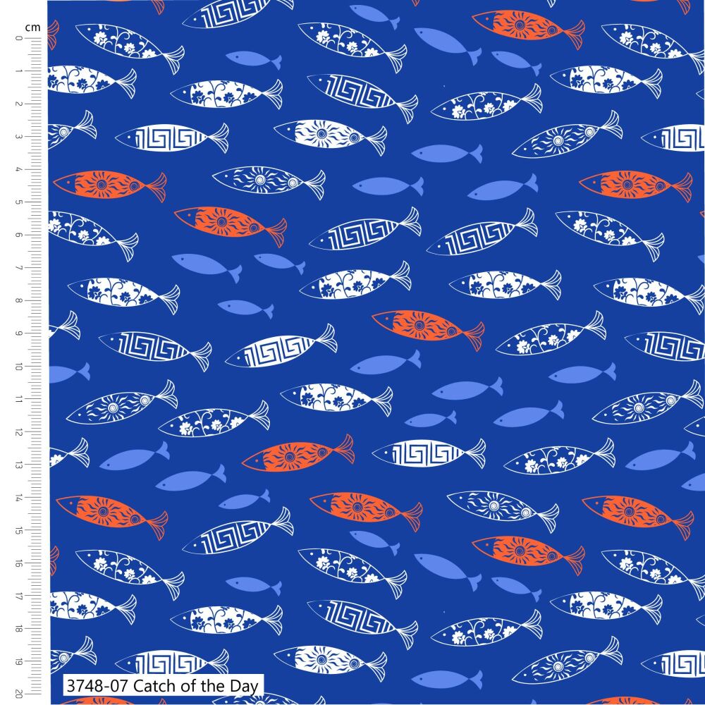 Victoria Louise Grecian Blues Cotton Catch of the Day