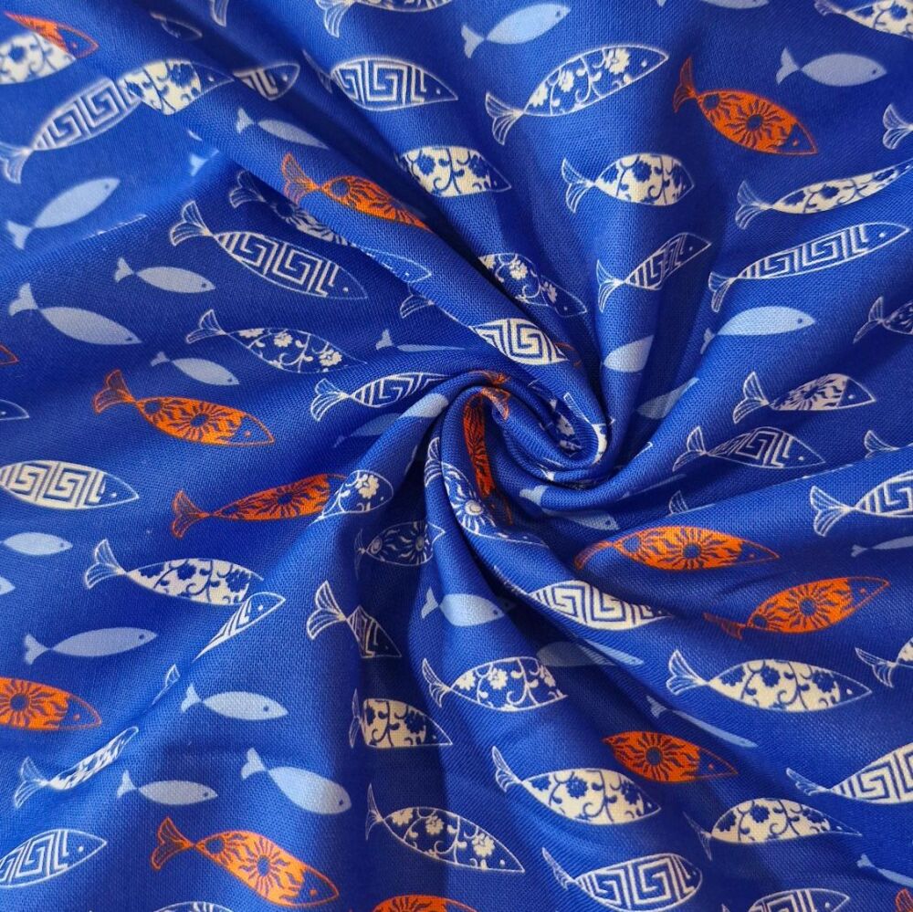 Victoria Louise Grecian Blues Cotton Catch of the Day