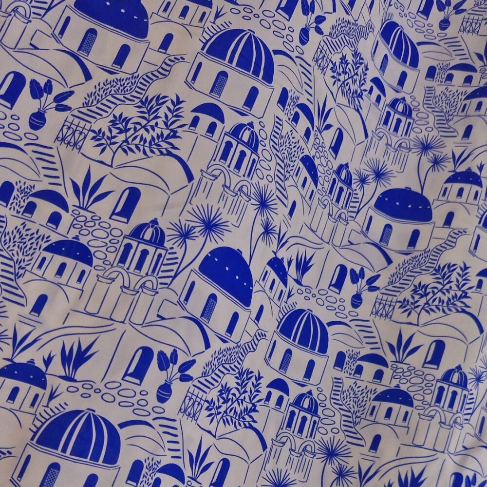 Viscose Fabric Grecian Blues Santorini Stroll