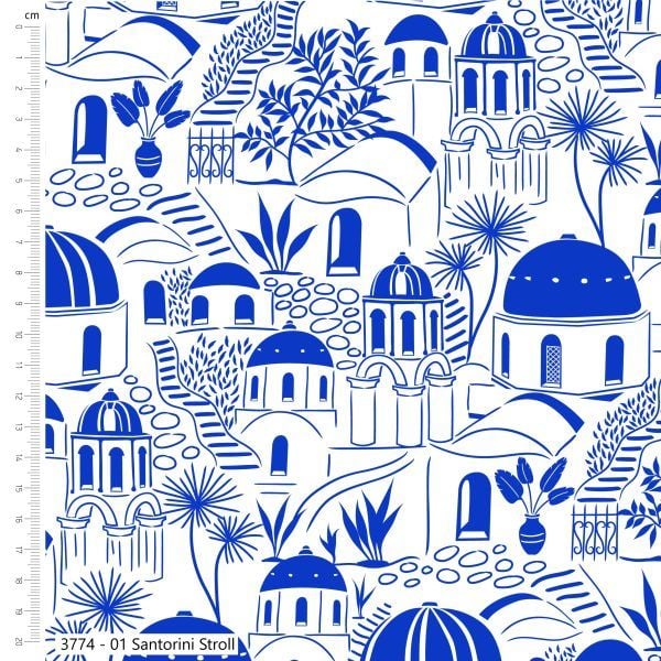 Viscose Fabric Grecian Blues Santorini Stroll