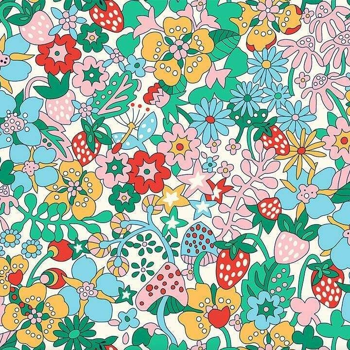 Liberty Cotton Fabric Everlasting Flowertop Forest 517B
