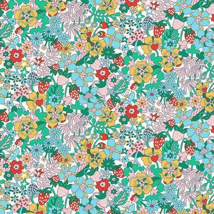 Liberty Cotton Fabric Everlasting Flowertop Forest 517B