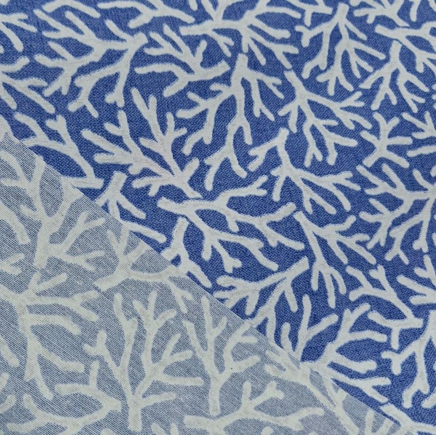 Teflon Coated Tablecloth Fabric Blue Reef