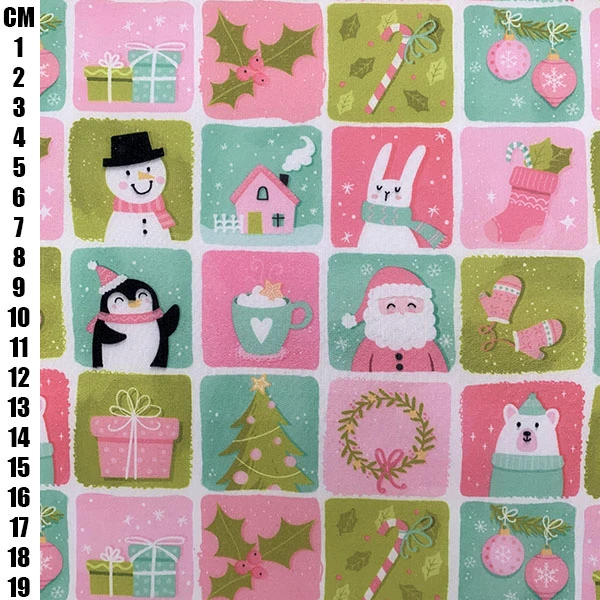 Polycotton Fabric Christmas Pink Festive