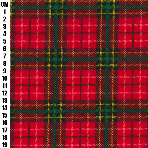 Polycotton Fabric Christmas Tartan Red