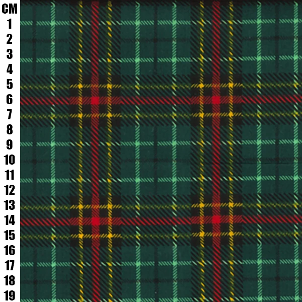 Polycotton Fabric Christmas Tartan Green