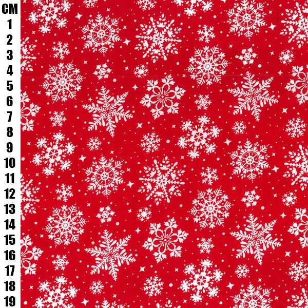 Polycotton Fabric Christmas Red Snowflakes