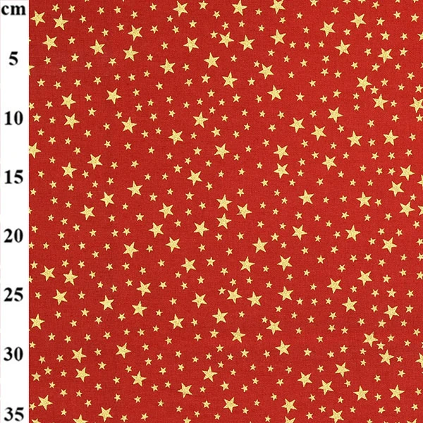 Rose & Hubble Christmas Cotton Gold Stars Red
