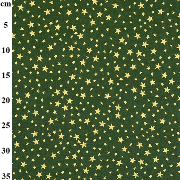 Rose & Hubble Christmas Cotton Gold Stars Green