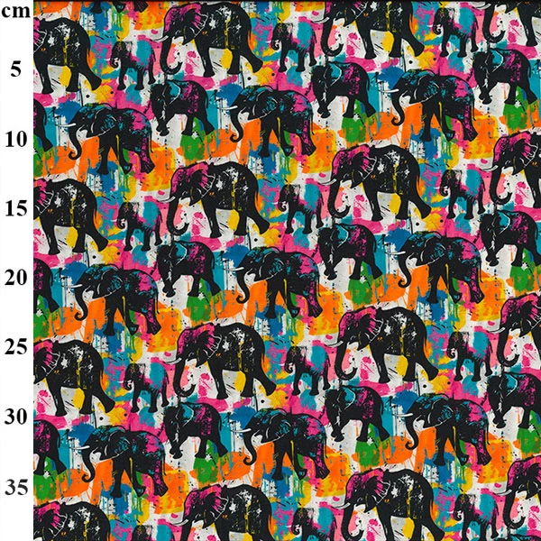 Cotton Poplin Fabric Elephants
